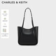 CHARLES&KEITH大容量通勤單肩托特包子母包生日禮物送女友CK2-30782647 Black黑色 M