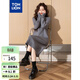 唐獅（TonLion）2024連衣裙女款韓版溫柔甜美淑女高領(lǐng)針織長(cháng)裙百搭 中麻灰 L 