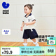 迷你巴拉巴拉短袖套裝女童速干學(xué)院風(fēng)短褲兩件套夏季【涼感抑菌】 珍珠白10201 100