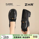 ZHR則則單鞋女頭層豬皮墊英倫風(fēng)樂(lè )福鞋厚底皮鞋26春新款女鞋NE15黑色37