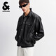 杰克·瓊斯（JACK&JONES） 男裝夾克時(shí)尚百搭經(jīng)典美式純色翻領(lǐng)舒適有型PU外套上衣226121024