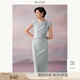 茂禾真絲氣質(zhì)連衣裙2025夏裝新款腰間疊褶裙子25MH62764 天青 M
