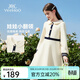 英氏（YEEHOO）女童連衣裙兒童裙子春季新款時(shí)尚翻領(lǐng)學(xué)院風(fēng)公主裙中大童裝女孩 圣誕假日-白色 150