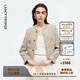 朗姿【精英衣櫥】高級感粗花呢小香風(fēng)外套流蘇時(shí)尚羊毛短上衣秋季新款 香檳米色 M