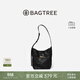 BAGTREE【明星同款】包包樹(shù)水桶包頭層植鞣牛皮斜挎包大容量通勤單肩包女 檀黑色-中號 高級小眾生日禮物女