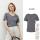 麥檬MM清涼一夏/冰絲涼感U領(lǐng)修身基礎百搭黑白灰色短袖T恤上衣女 UV領(lǐng)-深灰5F4900783 M