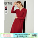 愛(ài)特愛(ài)（EITIE）冬季新款商場(chǎng)同款純色V領(lǐng)氣質(zhì)通勤時(shí)尚中長(cháng)款長(cháng)袖連衣裙6407110 紅蔓61 M 160