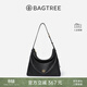 BAGTREE【明星同款】包包樹(shù)圖南包頭層植鞣牛皮hobo單肩通勤斜挎腋下包女 黑色-中號 小眾輕奢女包