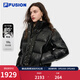 FILA FUSION斐樂(lè )潮牌羽絨服女冬新款時(shí)尚寬松立領(lǐng)保暖皮夾克 正黑色-BK L 170/88A/L