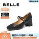 百麗（Belle）小香風(fēng)瑪麗珍鞋女商場(chǎng)款粗跟通勤單鞋B5P1DCQ4 黑色 38 (240mm)