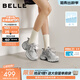 百麗（Belle）藍鯨舒適網(wǎng)面老爹鞋女26夏新款商場(chǎng)厚底增高休閑鞋F4Q1DBM6預售 灰色 37