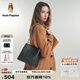 暇步士（Hush Puppies）女包單肩包真皮水桶包休閑簡(jiǎn)約純色百搭大容量單肩包生日禮物 黑色HA-137274175