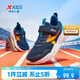 特步（XTEP）童鞋兒童跑鞋網(wǎng)布魔術(shù)貼運動(dòng)鞋 深邃藍/海灣藍/熒光亮橘    35   