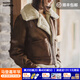 馬登復古B3轟炸機棉服夾克女仿羊羔毛加厚短款棉襖女士春仿皮衣外套 深棕色 M (100-115斤）