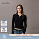 Calvin KleinJeans春秋女士?jì)?yōu)雅休閑通勤ck修身短款海鷗領(lǐng)POLO打底衫針織衫