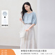 香影中袖襯衫女圓領(lǐng)2026夏裝新款慵懶泡泡袖氣質(zhì)淑女寬松藍色上衣 套裝 襯衫+半裙 M 160/84A/95-110斤
