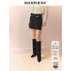 MAXRIENY優(yōu)雅復古小香風(fēng)收腰短款小A半裙秋款燙鉆a字高腰短裙 黑色 M