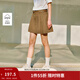 茵曼復古洗水牛仔百褶短裙2025夏季女裝新款休閑顯瘦a字半身裙 咖啡色 L
