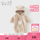 戴維貝拉（DAVE＆BELLA）新生兒爬服嬰兒連體衣0-6個(gè)月寶寶衣服冬季新款牛奶絨男寶睡衣 卡其色【現貨】 73cm （建議身高66-73cm）