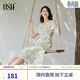 歐莎（OSA）清新V領(lǐng)碎花短袖連衣裙女夏季2025年新款輕薄收腰顯瘦裙子 杏底印花 S