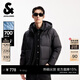 杰克·瓊斯（JACK&JONES）男裝秋冬季連帽P(pán)U羽絨服男士短款防風(fēng)鴨絨服外套仿皮易打理 E43黑色 第一批 S （170）