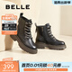 百麗（Belle）時(shí)尚百搭馬丁靴女商場(chǎng)同款休閑舒適牛皮甜酷短靴3NZ40DD4 黑色 38 (240mm)