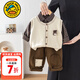 G.duck小黃鴨童裝男童套裝春裝2026新款嬰幼兒童馬甲毛衣襯衫男寶寶衣服 米色三件套 90 建議1~2歲【80-90cm】cm