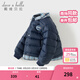 戴維貝拉（DAVE＆BELLA）男童白鴨絨羽絨服冬裝新款兒童長(cháng)袖上衣男寶寶外套小童外衣 藏青色【現貨】 130 cm（建議身高120-130cm）
