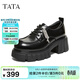 他她（TATA）女鞋2026春季厚底系帶牛津鞋百搭單鞋增高小皮鞋CHY09AM6 黑色 35