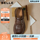 百麗（Belle）復古皮帶扣牛皮樂(lè )福鞋女2026春新商場(chǎng)厚底樂(lè )福鞋F2M1DAM6預售 棕色 37