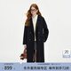 范思藍恩鉆石立裁系列 100%羊毛復古翻領(lǐng)雙排扣大衣女秋冬高級感毛呢外套 氣質(zhì)黑 XS