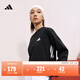 adidas三條紋休閑簡(jiǎn)約寬松長(cháng)袖T恤男女秋季阿迪達斯輕運動(dòng)   黑色   S