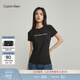 Calvin KleinJeans夏季女士休閑通勤經(jīng)典ck字母印花圓領(lǐng)純色內搭短袖T恤上衣 BEH-太空黑 S