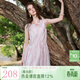 三彩【櫻花系列連衣裙】2026夏季新款萊賽爾圓領(lǐng)系帶寬松A字長(cháng)裙M 粉白花卉 M 160/84A
