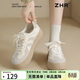 ZHR德訓鞋女蕾絲卷邊厚底顯高休閑鞋女百搭運動(dòng)女鞋 KS63 米色 37 