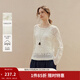 茵曼（INMAN）仿麻包芯紗|茵曼鏤空鉤花薄針織衫2026夏季女裝新款寬松長(cháng)袖罩衫  米白色 M