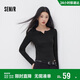 森馬（Semir）長(cháng)袖T恤女春季短款純色正肩木耳邊花邊內搭緊身上衣101125101009