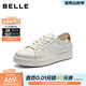 百麗（Belle）后尾撞色小白鞋女2026春新商場(chǎng)同款牛皮革百搭板鞋E9D1DAM6 米白 38 (240mm)