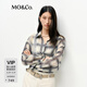 MO&Co.襯衫洗舊漸變格紋潑墨斑駁印花寬松棉質(zhì) 摩安珂 黑白格色 M 165
