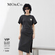 MO&Co.抗菌防螨愛(ài)心珠片解構不對稱(chēng)設計感顯瘦連衣裙摩安珂 鋼灰色-第2批 M 165