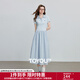 初語(yǔ)學(xué)院風(fēng)連衣裙女2025夏季新款MIU系萊賽爾棉質(zhì)修身POLO裙 水藍色 M