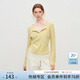 范思藍恩收腰假兩件蕾絲花邊針織T恤衫打底女2025秋冬新款4469 黃色 M