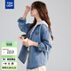 唐獅（TonLion）2026春女連帽牛仔襯衫 中牛仔藍 XL