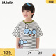 馬·拉?。∕.Latin）馬拉丁童裝兒童上衣25夏新款男女童小童條紋印花撞色領(lǐng)短袖T恤