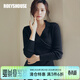 ROEYSHOUSE羅衣知性V領(lǐng)套頭毛衣女春裝新款氣質(zhì)褶皺修身彈力針織衫07258 黑色 XL