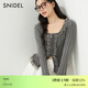 SNIDEL春夏甜美蕾絲花邊荷葉領(lǐng)修身針織衫上衣SWNT251216 灰色 均碼 (F)