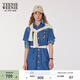 Teenie Weenie小熊女裝牛仔連衣裙夏季松弛休閑時(shí)髦短袖裙 淺藍色 S