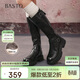 百思圖25冬騎士靴街頭潮流通勤粗跟女長(cháng)靴F2032DG5 黑色 37