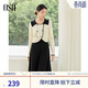 歐莎（OSA）一整套搭配娃娃領(lǐng)上衣背心連衣裙套裝2025年秋冬季新款女 淺杏色 S