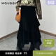 moussy 新品法式田園風(fēng)不規則荷葉邊半身裙028IAZ31-1012 020黑色 M